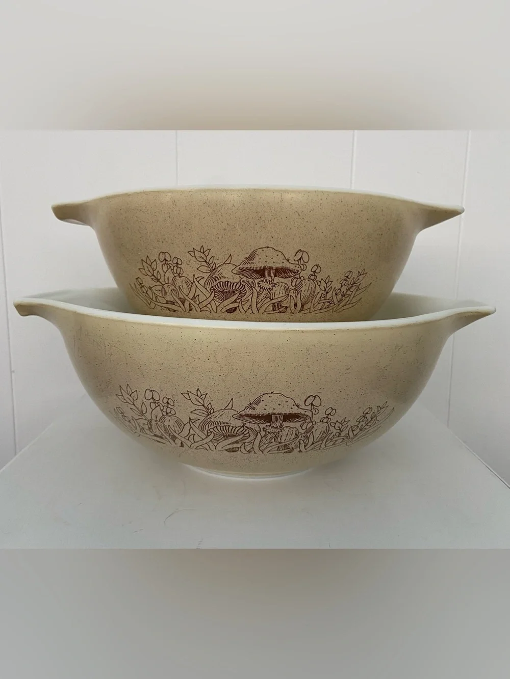 Vintage Pyrex Cinderella Forest Fancies Mushroom Nesting Bowls Lot of 2